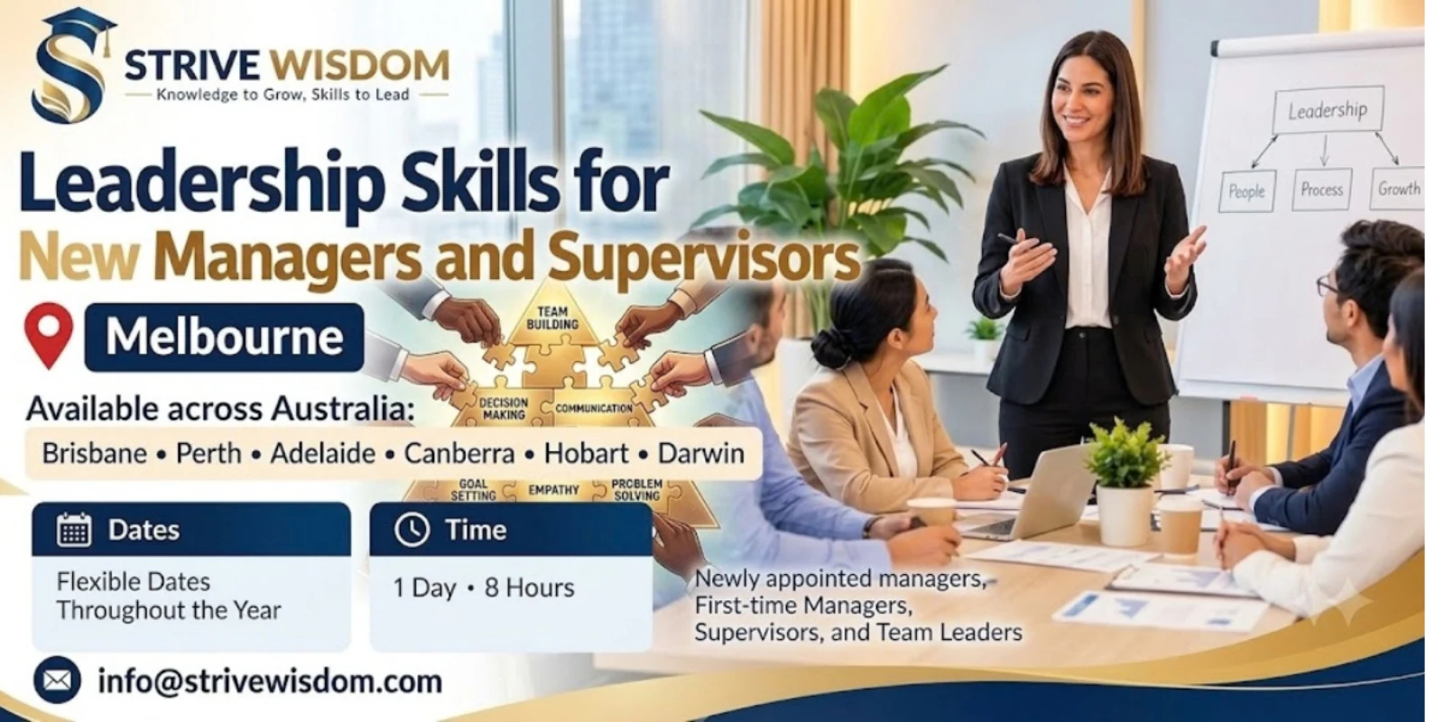 Leadership Skills for New Managers & Supervisors – 1 Day in Melbourne banner
